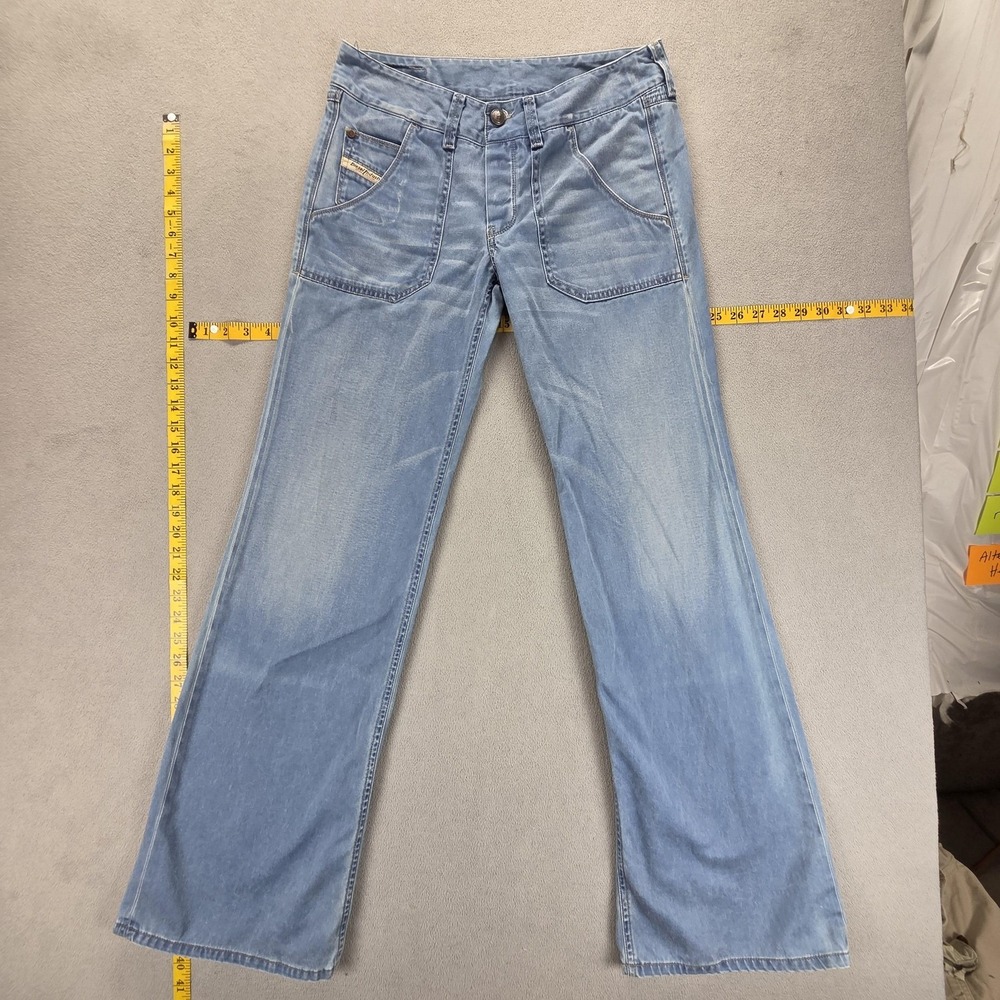 Diesel Bootcut Jeans Womens 28x34 Blue Wirky Light Wash Button Fly Italy 0063Y
